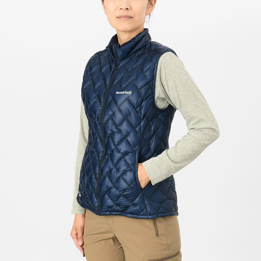 モンベル　US プラズマ1000 ダウン ベスト Women's　S ブルー US プラズマ1000 ダウンベスト Women's ｜ オリジナルプリント ｜ モンベル
